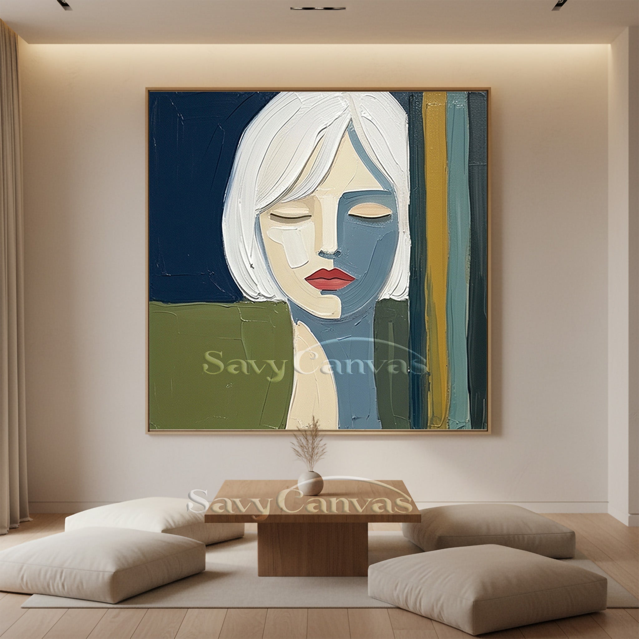 Modern Abstract Female Portrait Thick Texture Oil Painting #SS 102
