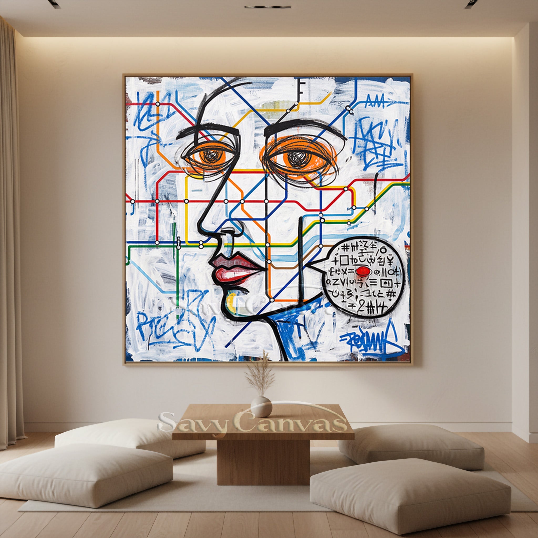 Street Graffiti Style Portrait Canvas Art - City Life Wall Decor #SS 050