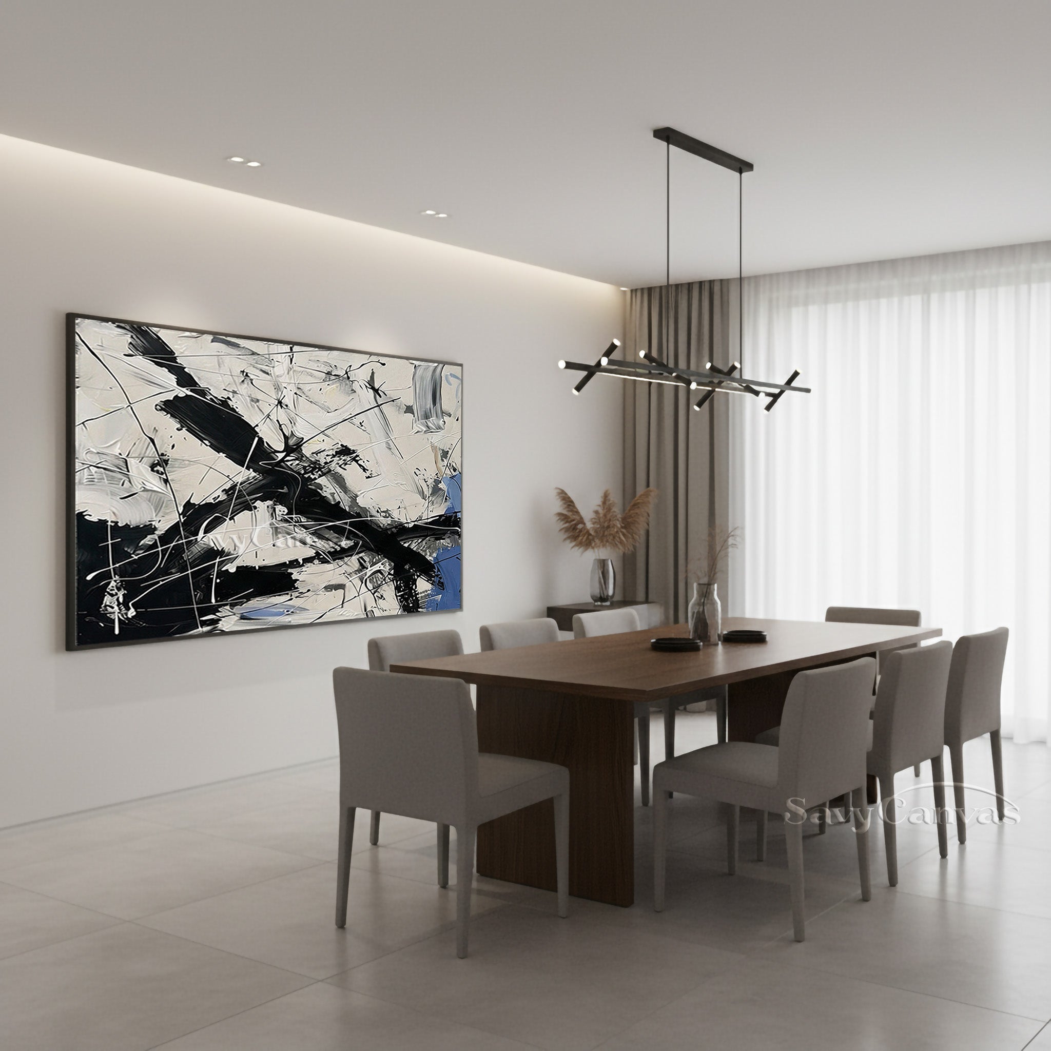 Modern Monochrome Abstract Wall Art | High-Contrast Minimalist Decor #JJ 464