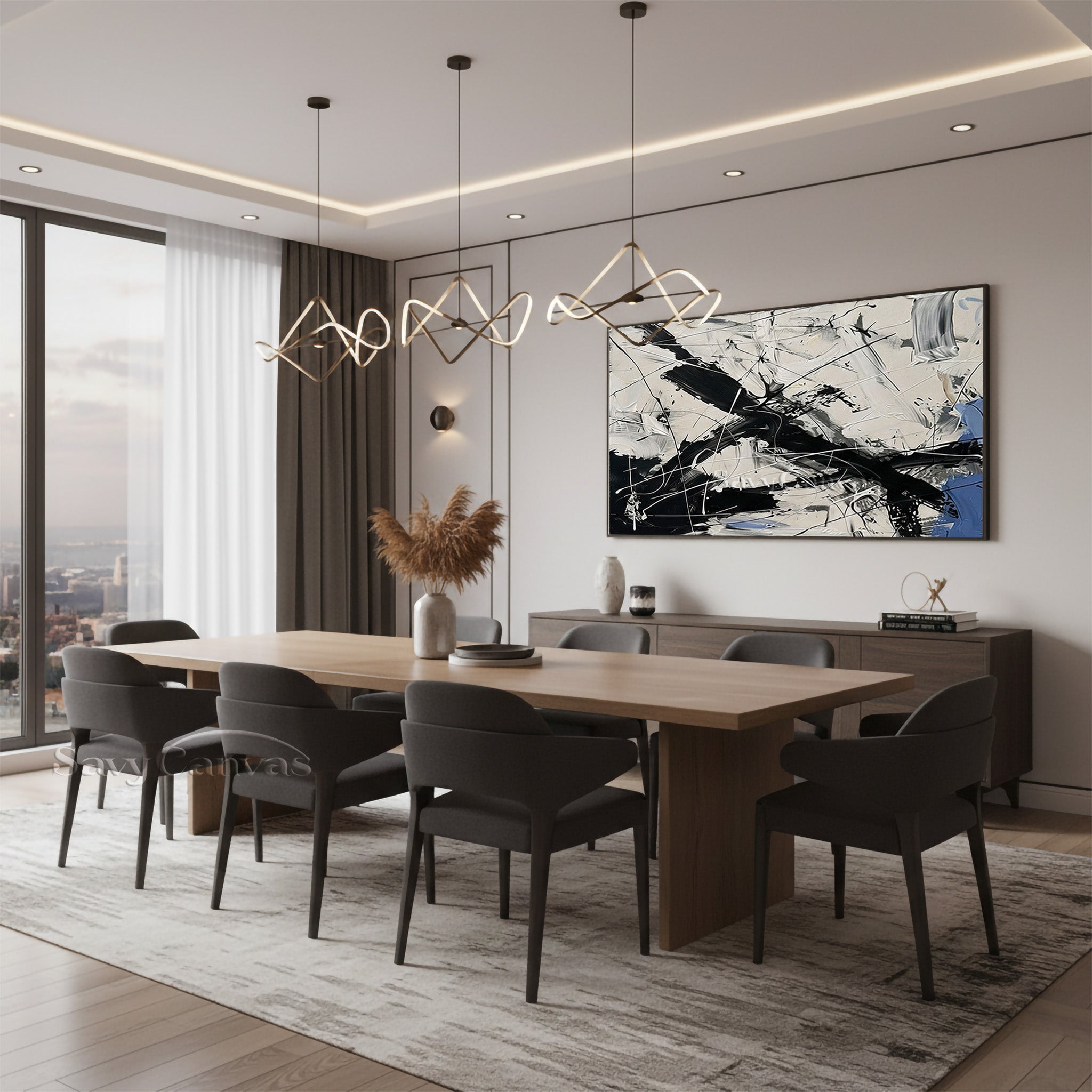 Modern Monochrome Abstract Wall Art | High-Contrast Minimalist Decor #JJ 464
