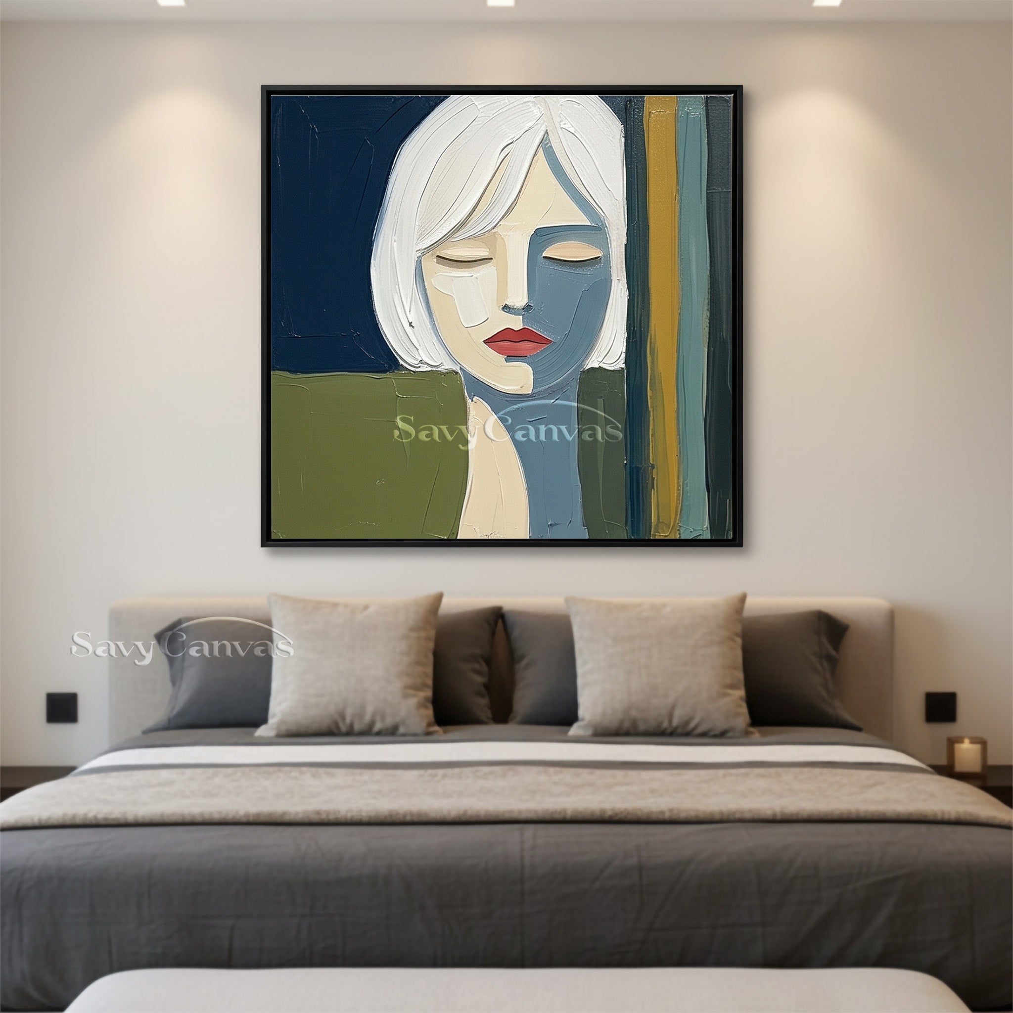 Modern Abstract Female Portrait Thick Texture Oil Painting #SS 102