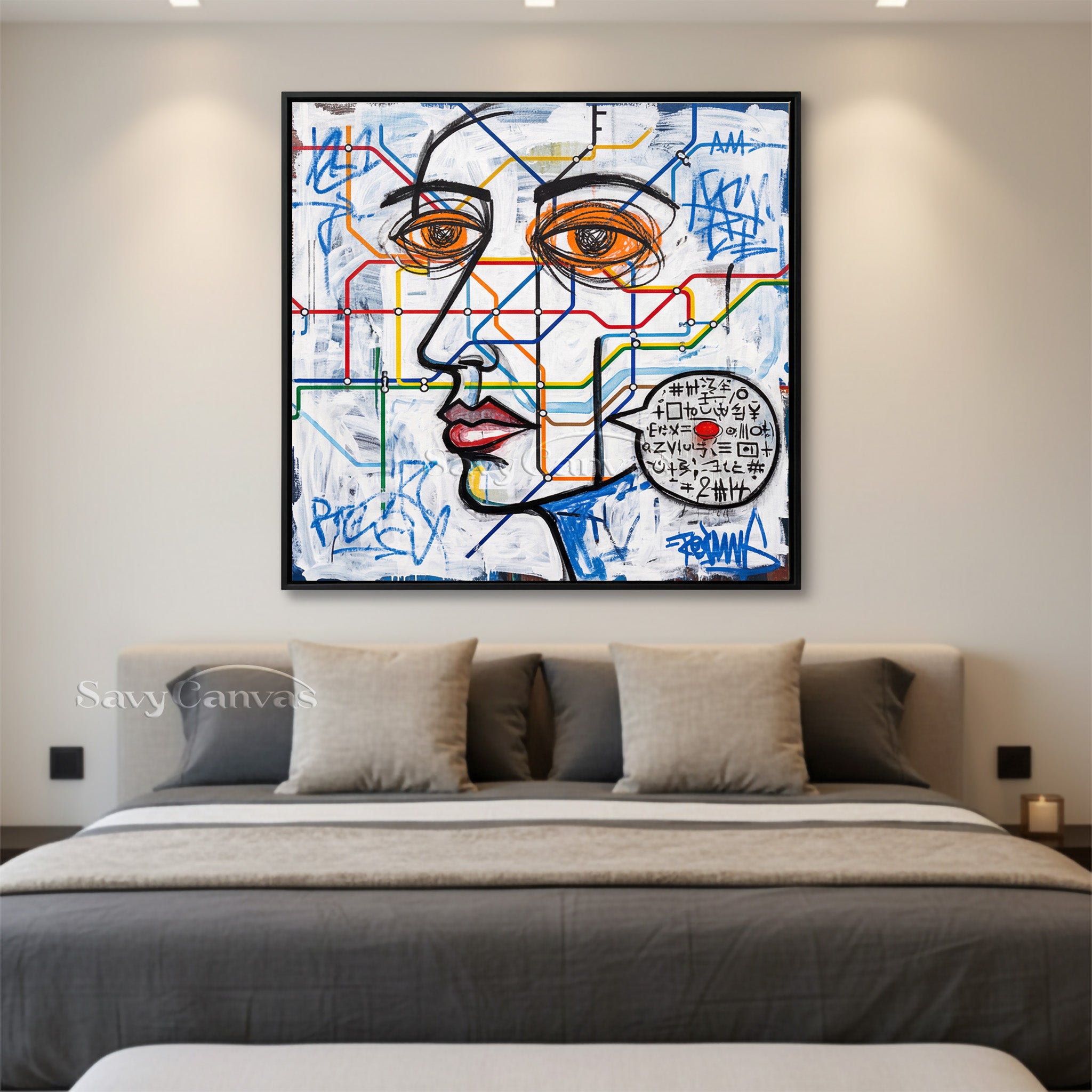 Street Graffiti Style Portrait Canvas Art - City Life Wall Decor #SS 050