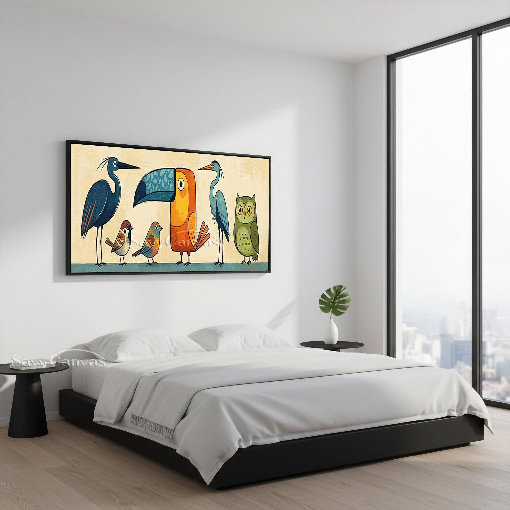 Funny Bird Characters Art | Child-Friendly Canvas Wall Decor #SS 039