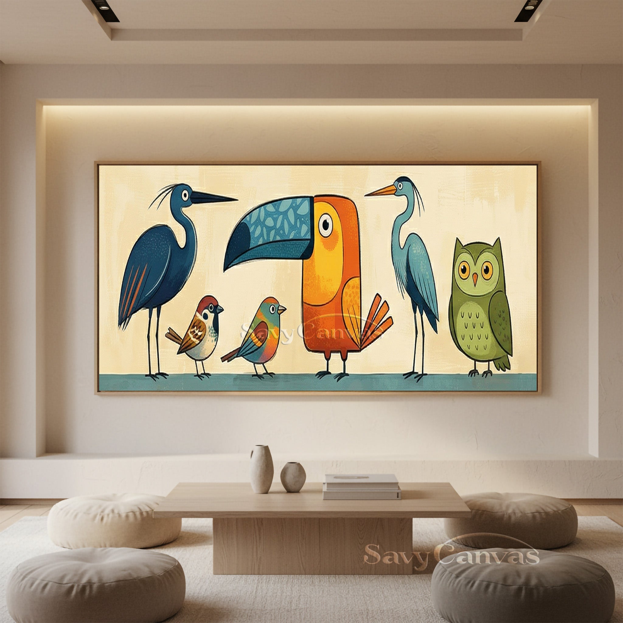 Funny Bird Characters Art | Child-Friendly Canvas Wall Decor #SS 039