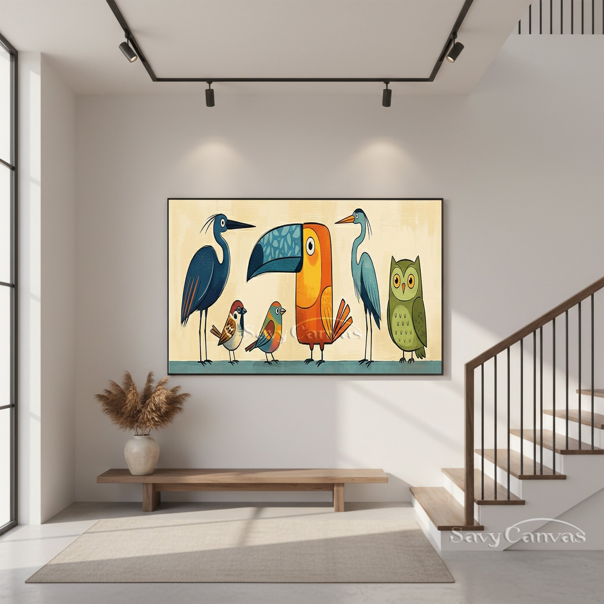 Funny Bird Characters Art | Child-Friendly Canvas Wall Decor #SS 039