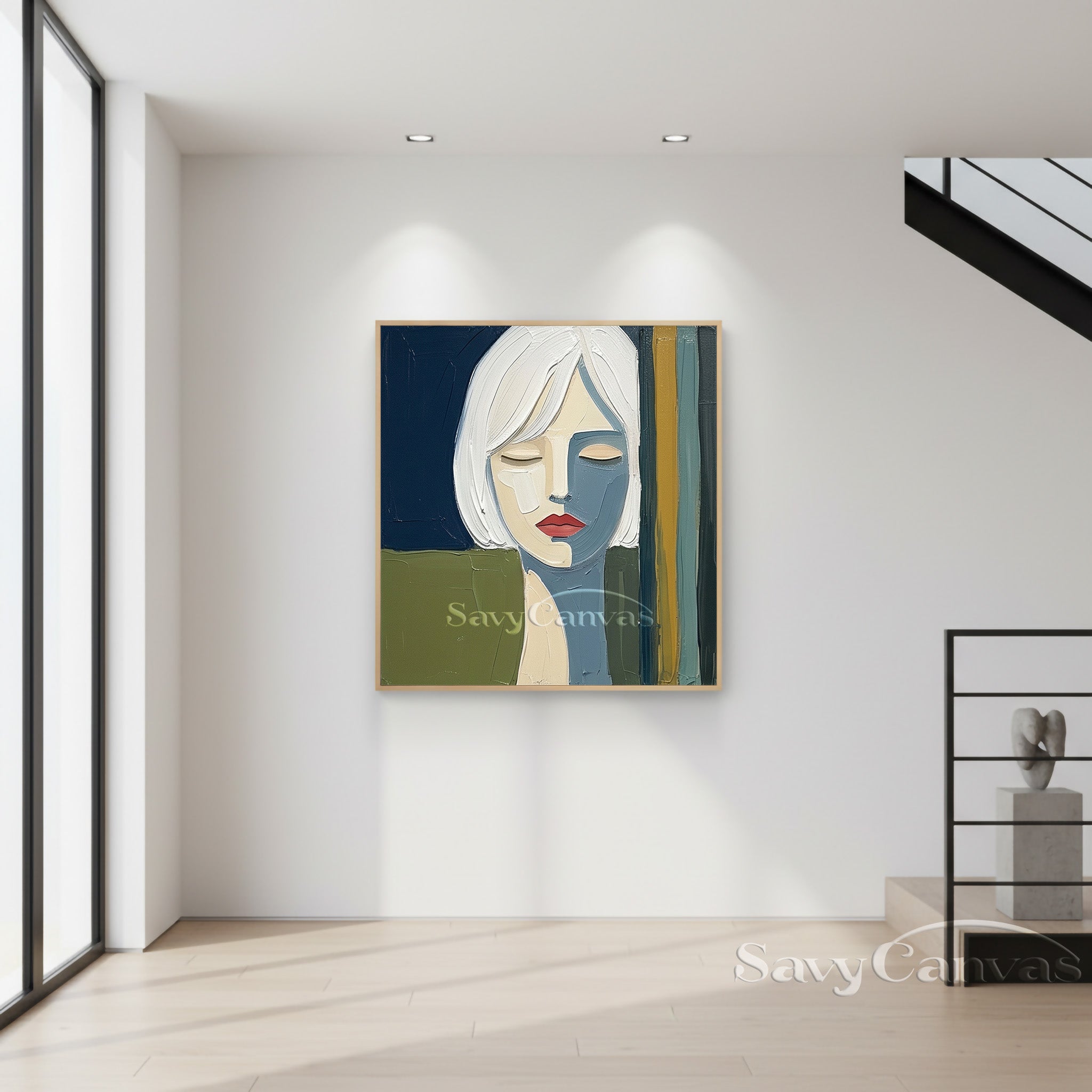 Modern Abstract Female Portrait Thick Texture Oil Painting #SS 102