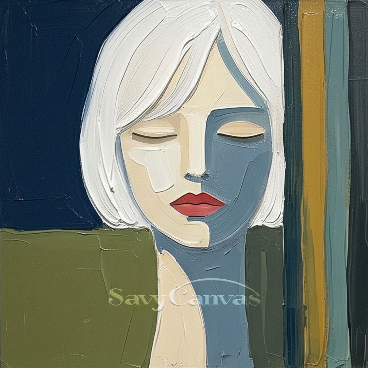 Modern Abstract Female Portrait Thick Texture Oil Painting #SS 102