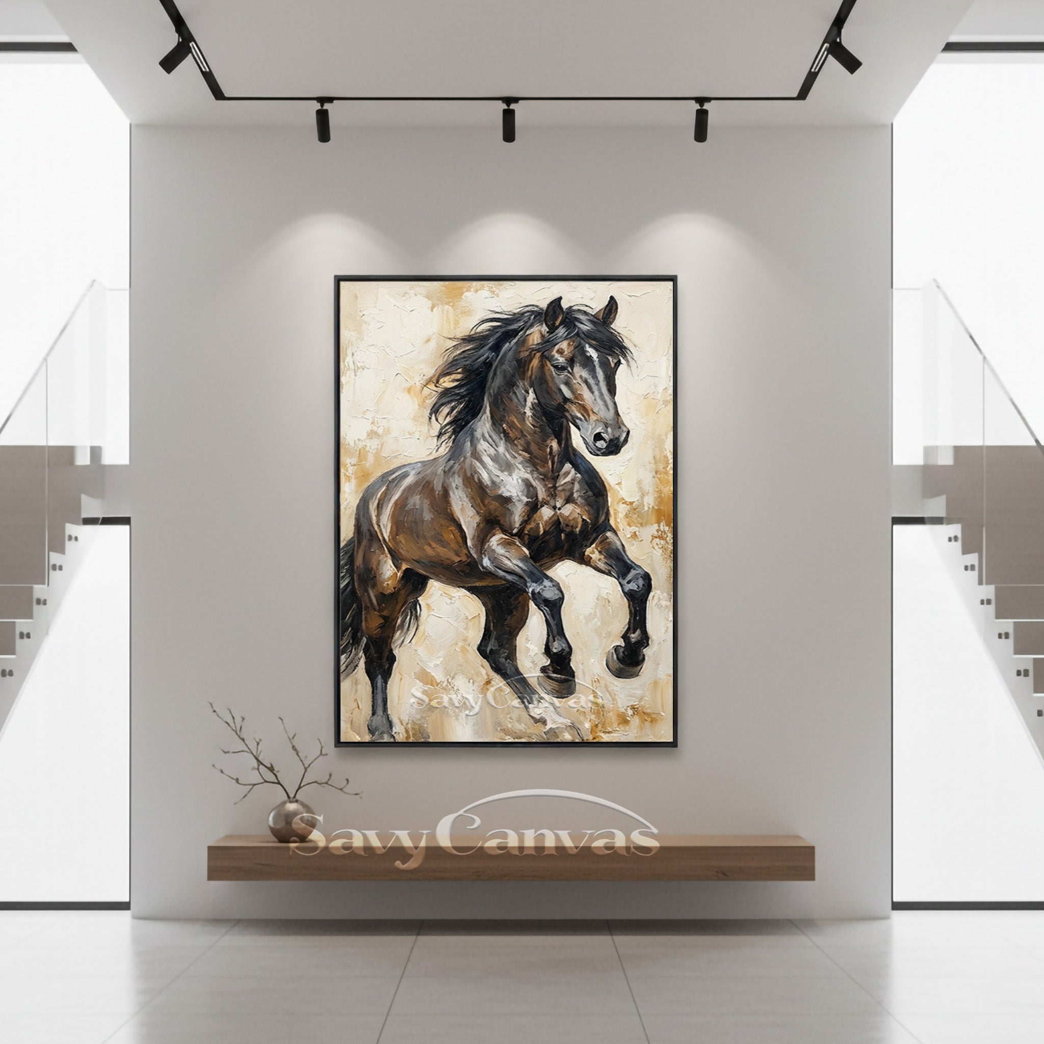 Powerful Galloping Horse Oil Painting - Textured Wall Art #SS 017