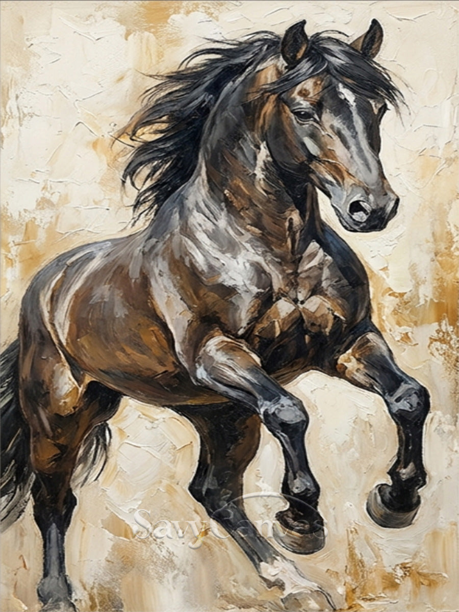 Powerful Galloping Horse Oil Painting - Textured Wall Art #SS 017