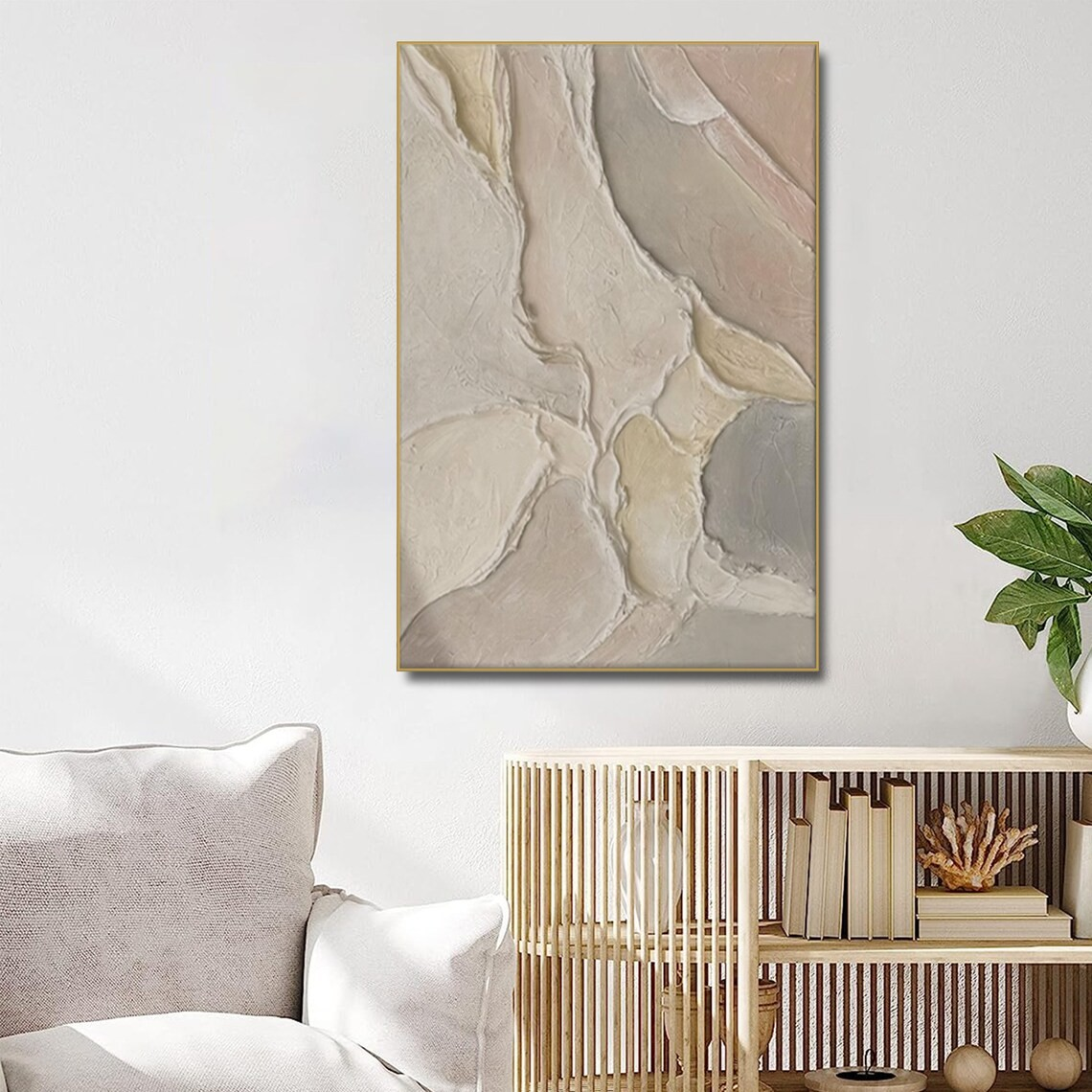 Neutral Abstract Textured Painting - Handmade Wall Art #TC 091