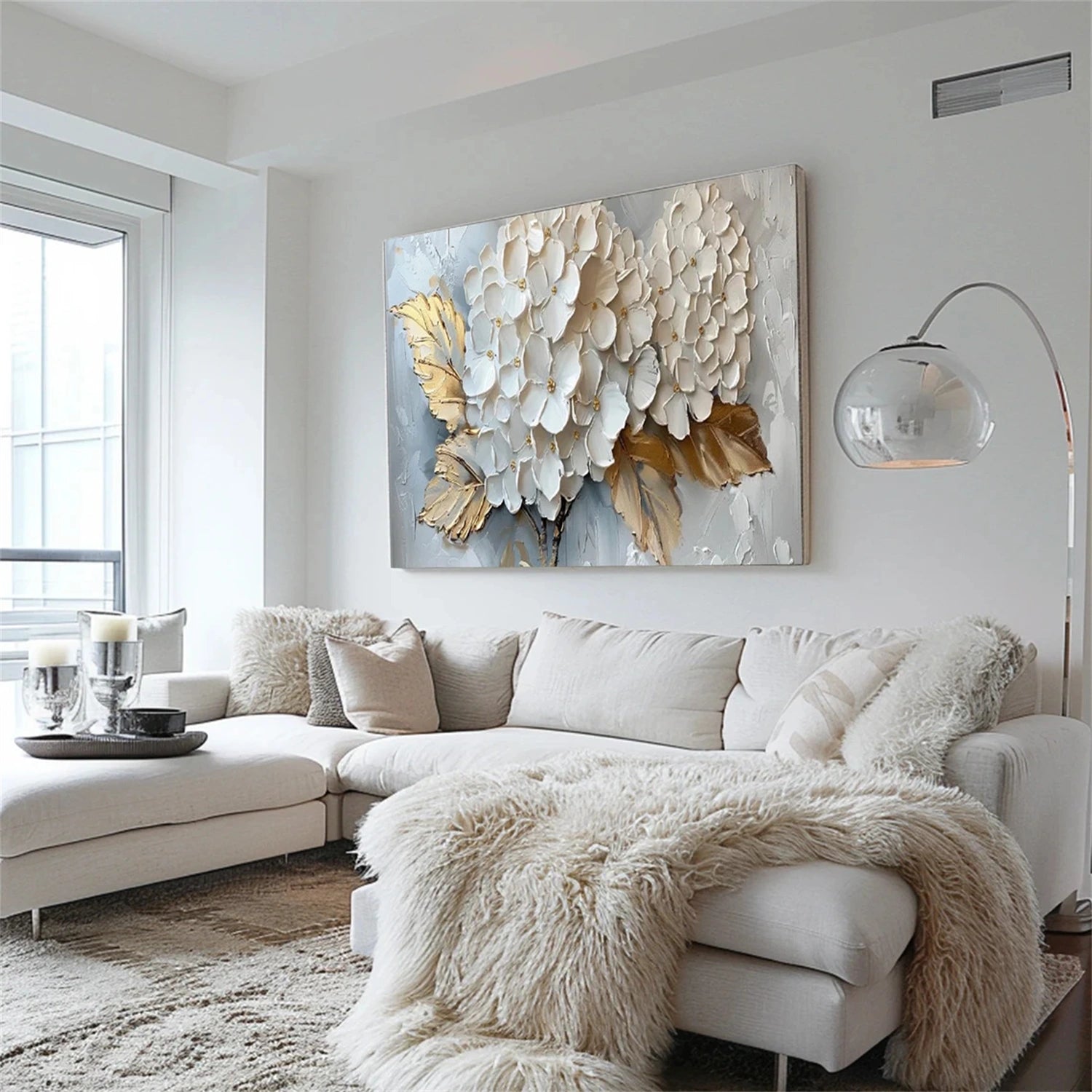 Oversized Abstract Flower Painting | Textured Canvas Art Decor #JJ 293