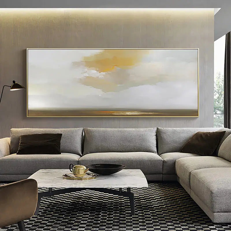 Earth Tone Horizon Abstract Wall Art-Modern Landscape Painting Canvas #JJ 263