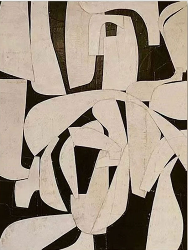 Original Black and Cream Abstract Wall Art #TC 155