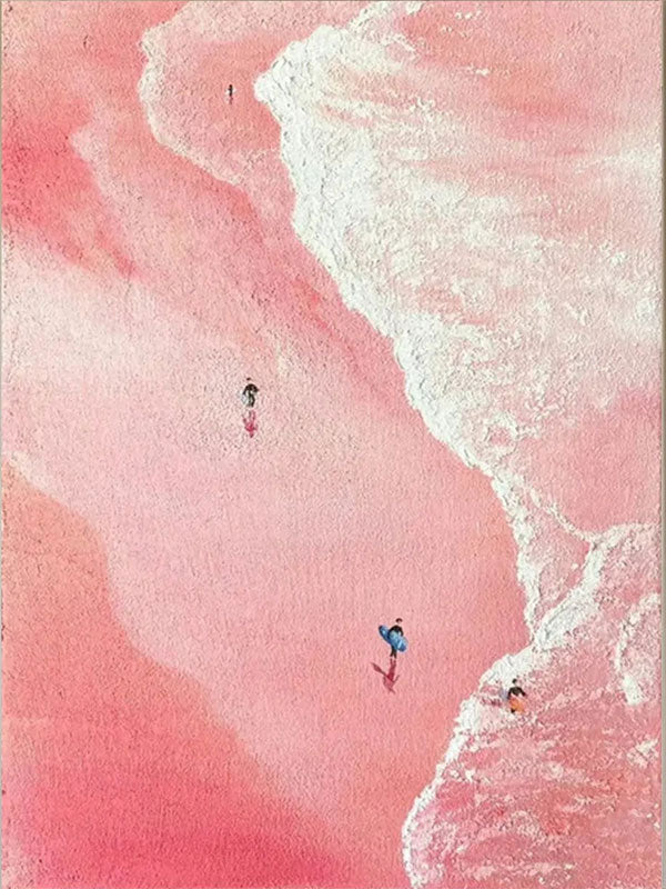 Large Wall Art Handmade Pink Beach Aerial Abstract Print Art #JJ 223
