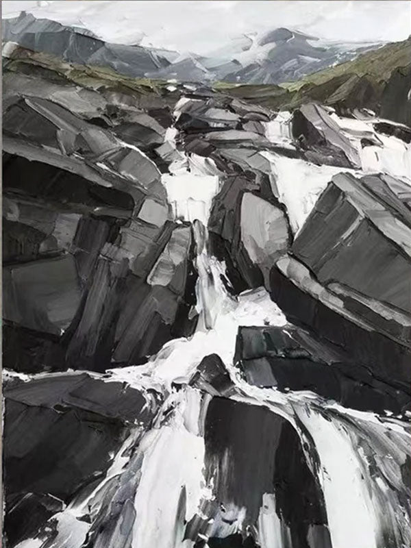 Modern Landscape Oil Painting, Rushing Waterfall #TB 028