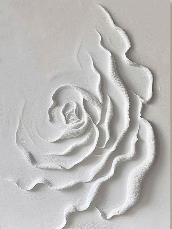 Contemporary White Rose Painting - Textured Floral Artwork #TC 175