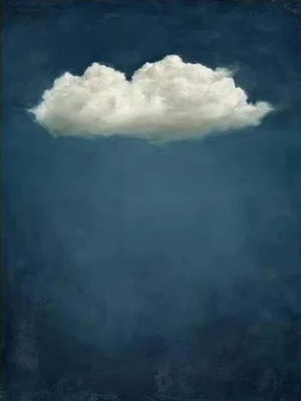 Minimalist Cloud Painting | Handmade Vertical Blue Canvas Art #TC 042