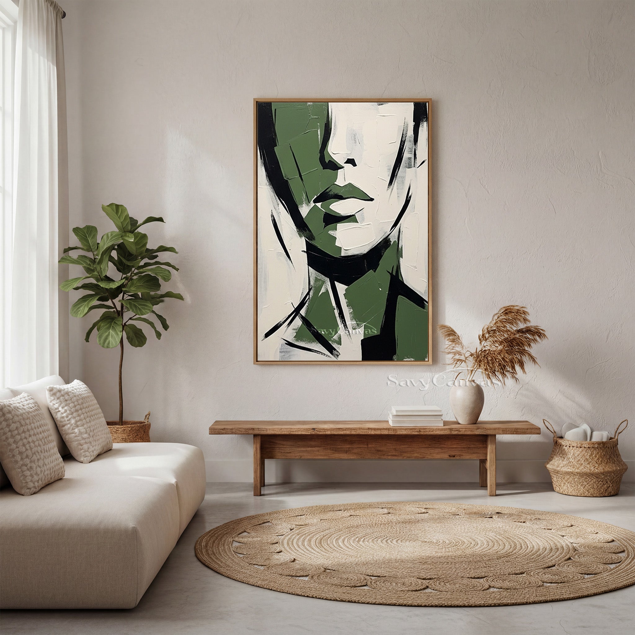 Forest Green Abstract Portrait Painting #SS 190