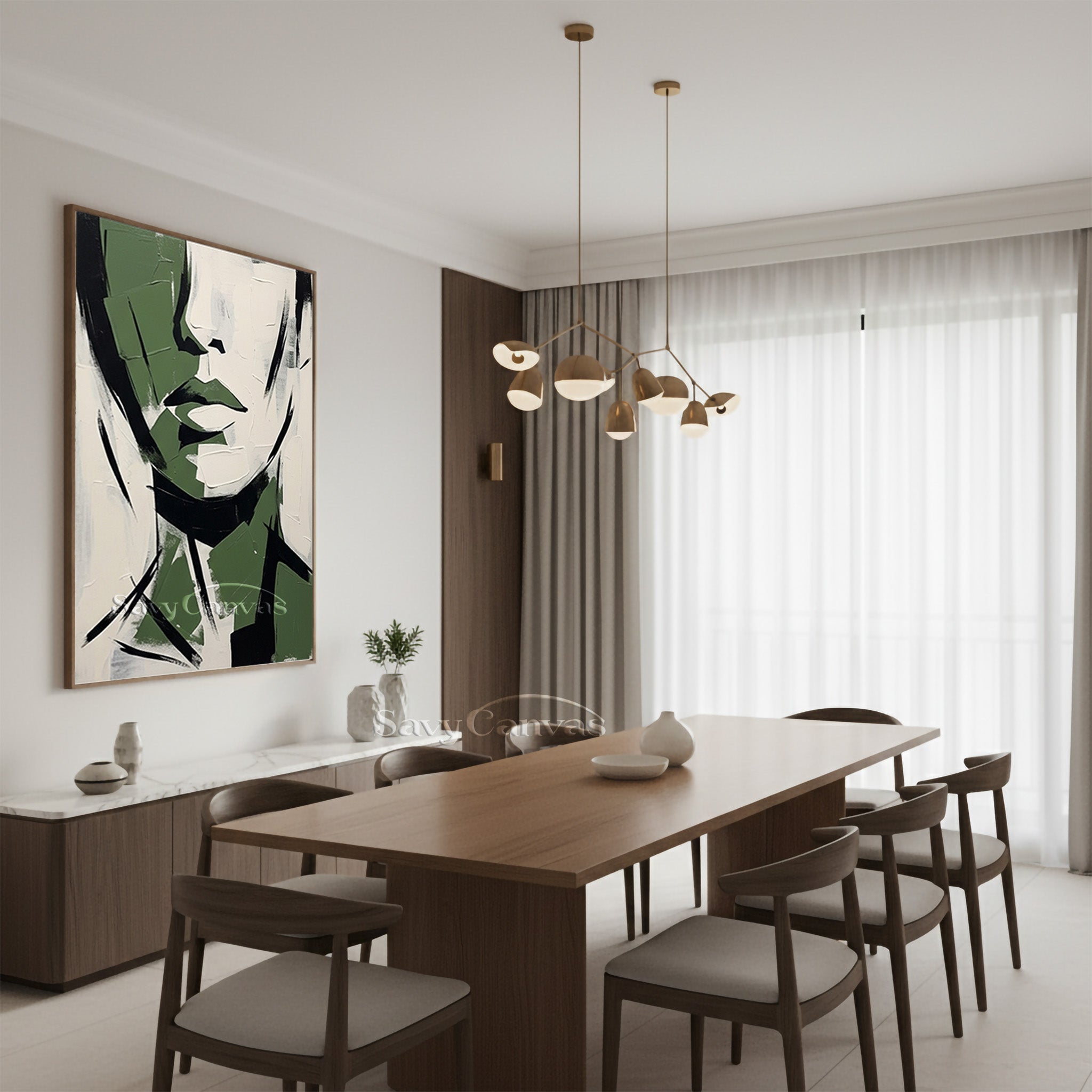 Forest Green Abstract Portrait Painting #SS 190