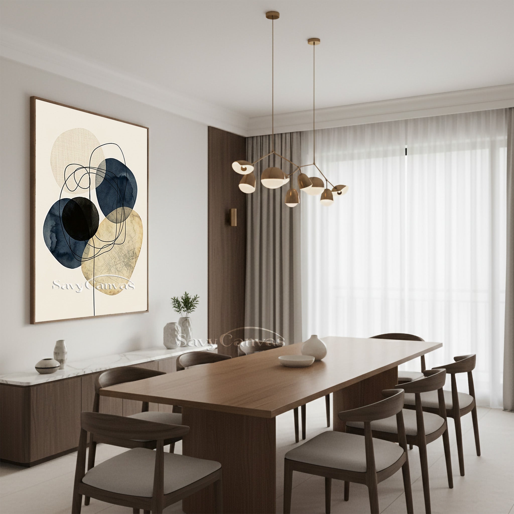 Minimalist Blue Ink Wash Abstract Wall Art | Handmade Canvas #SS 192