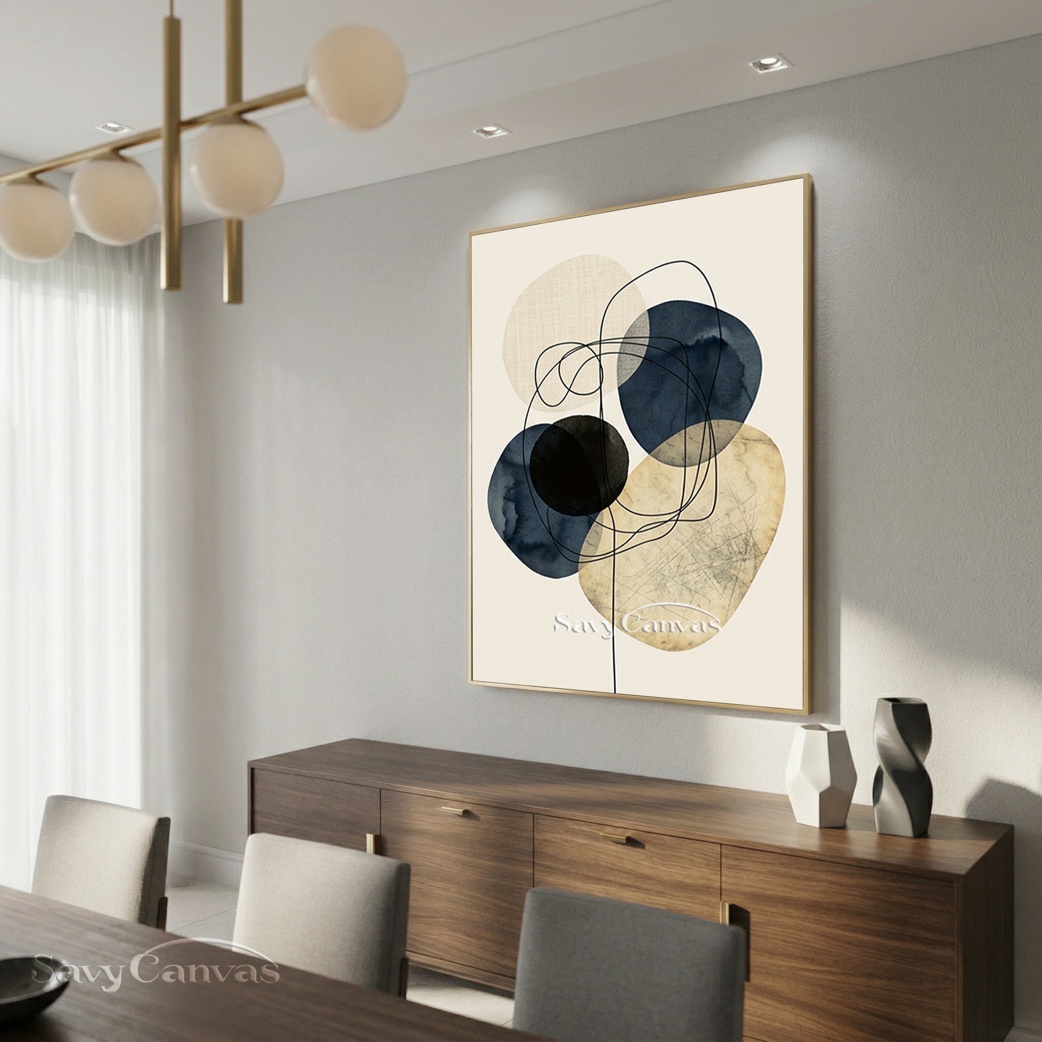 Minimalist Blue Ink Wash Abstract Wall Art | Handmade Canvas #SS 192