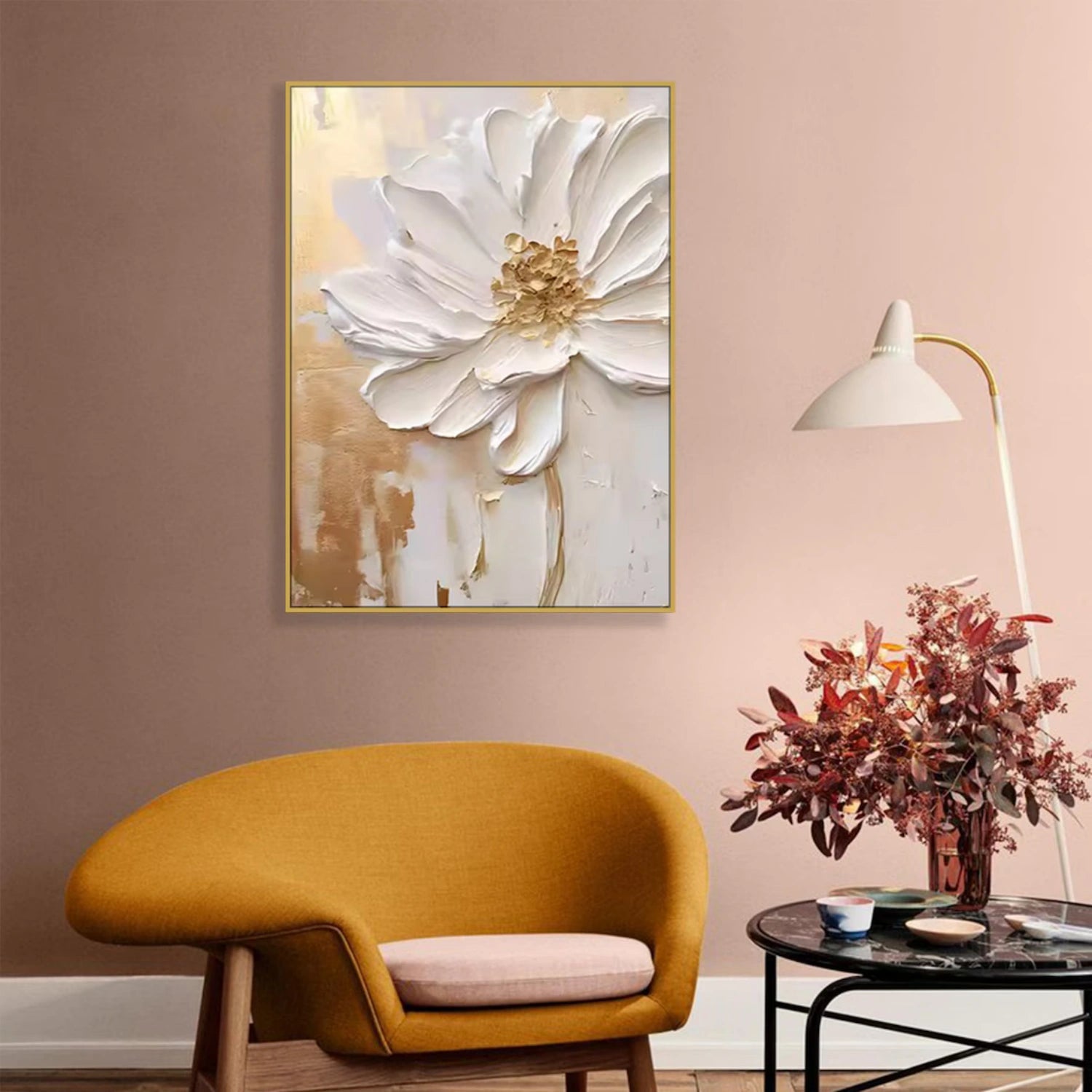 Modern Floral Oil Artworks for Living Rooms - Savy Canvas Creations #JJ 329
