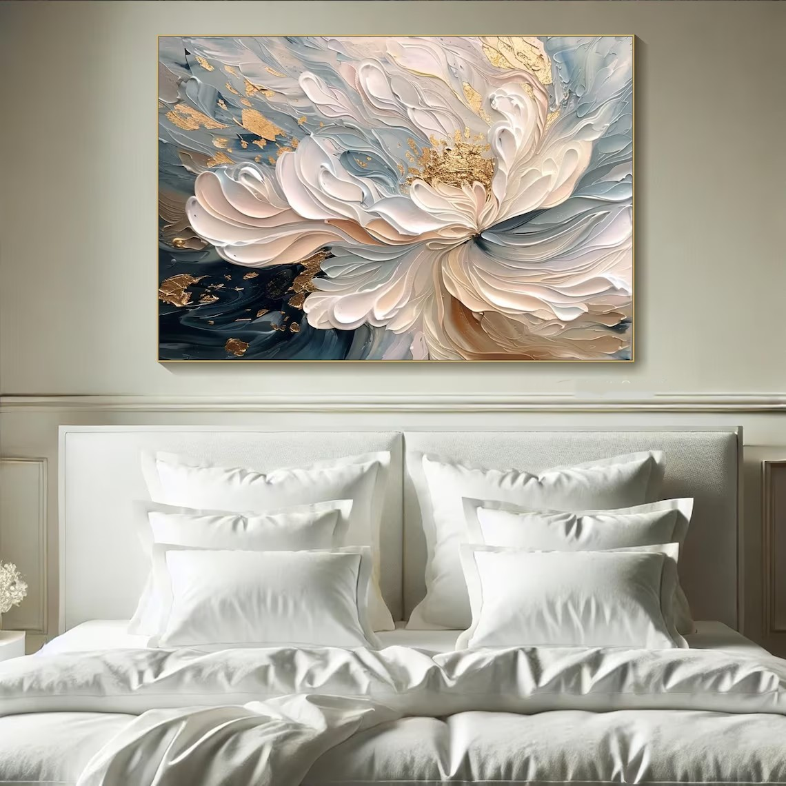 Large Abstract Flower Oil Painting for Living Room Decor #TC 099