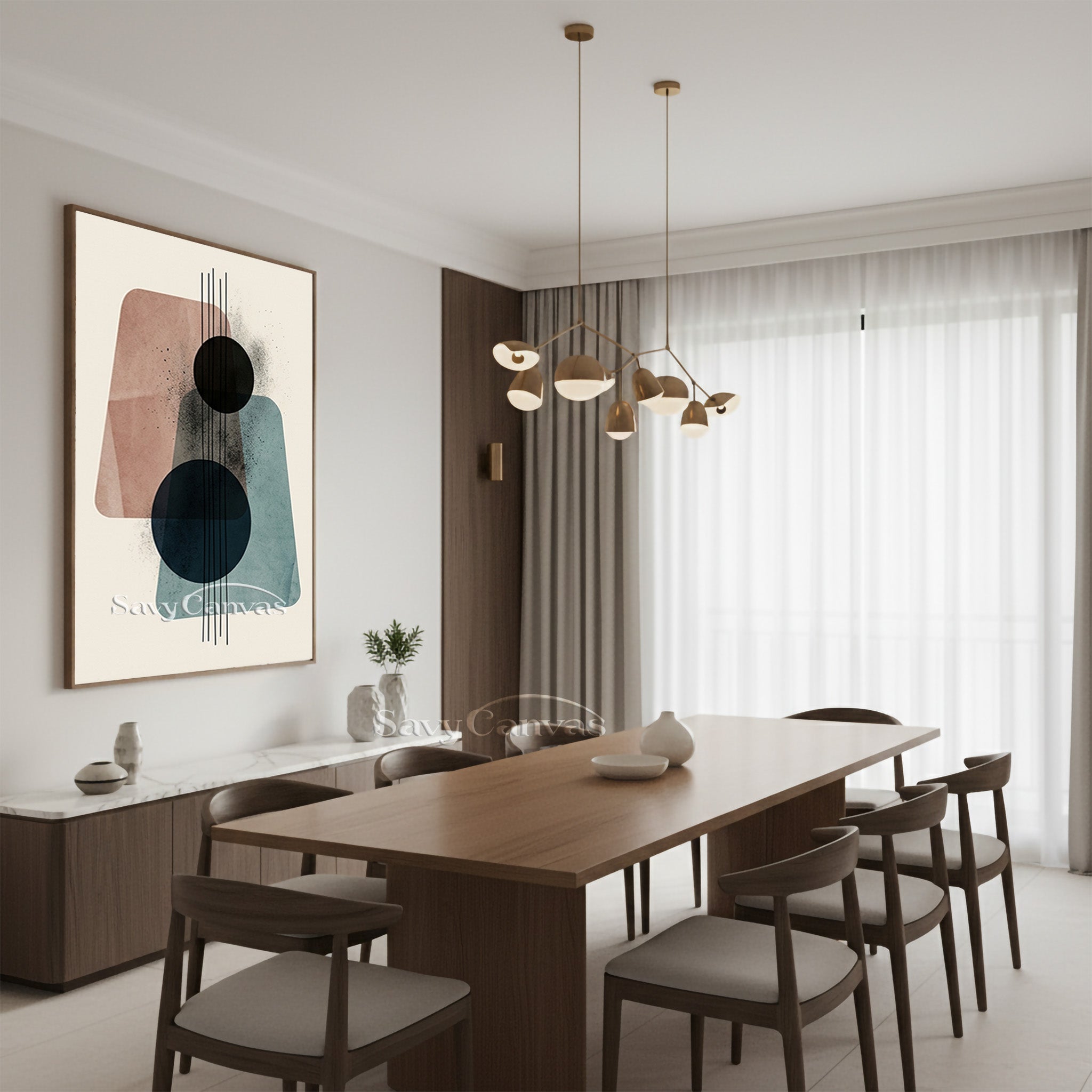 Minimalist Mid-Century Abstract Wall Art - Hand-Painted Canvas #SS 193