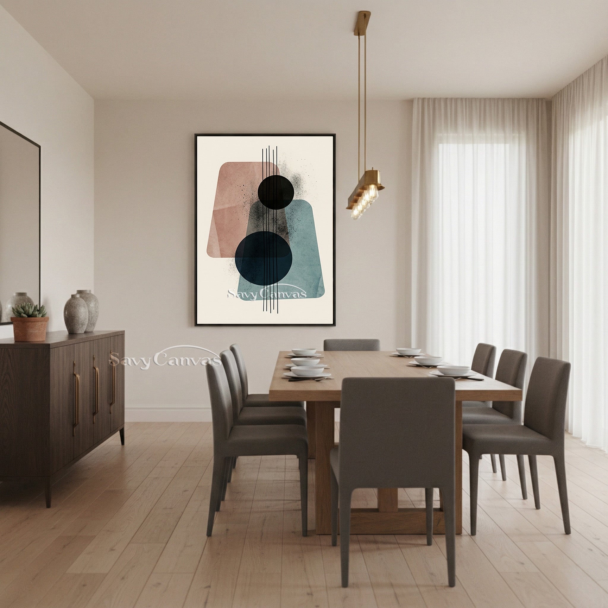 Minimalist Mid-Century Abstract Wall Art - Hand-Painted Canvas #SS 193