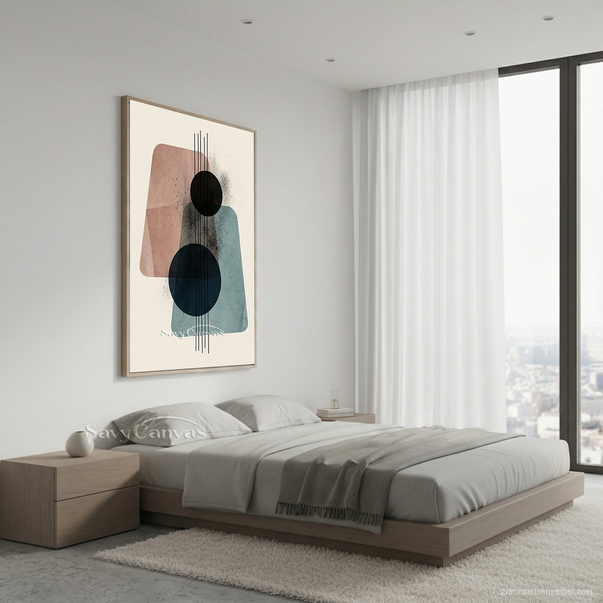 Minimalist Mid-Century Abstract Wall Art - Hand-Painted Canvas #SS 193
