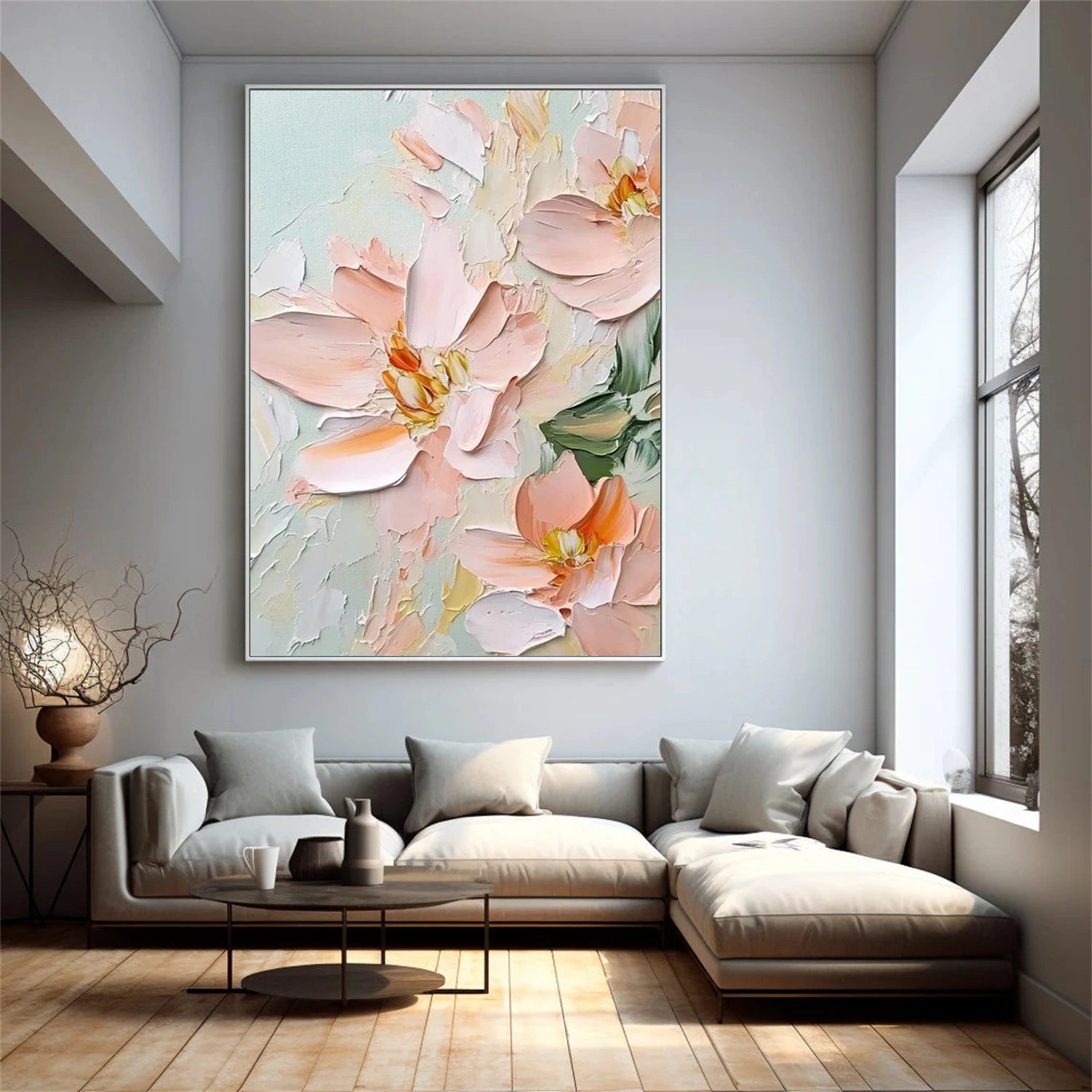 Large Wall Art Unique Bloom Textured Flower Home Decor #JJ 307