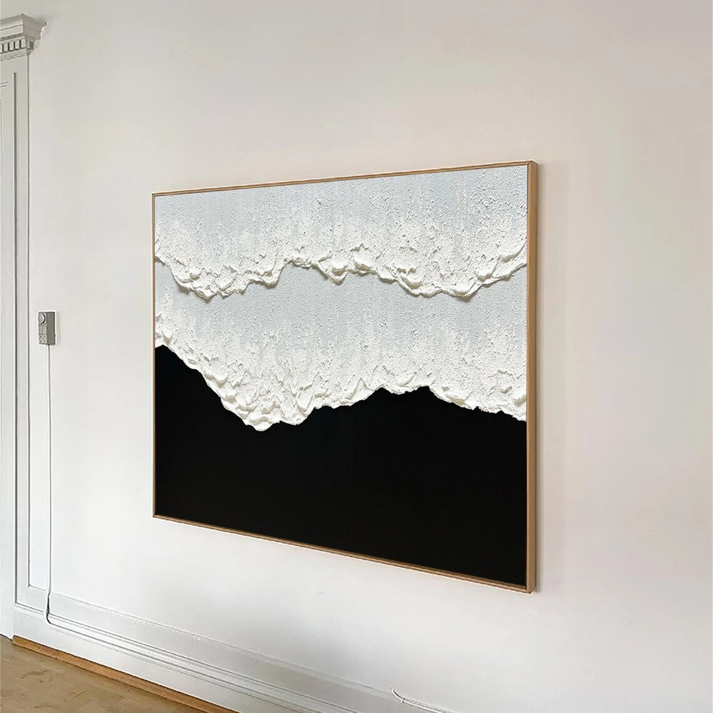 3D Minimalist Black and White Abstract Wall Art-Hand Painted Pictures #JJ 288