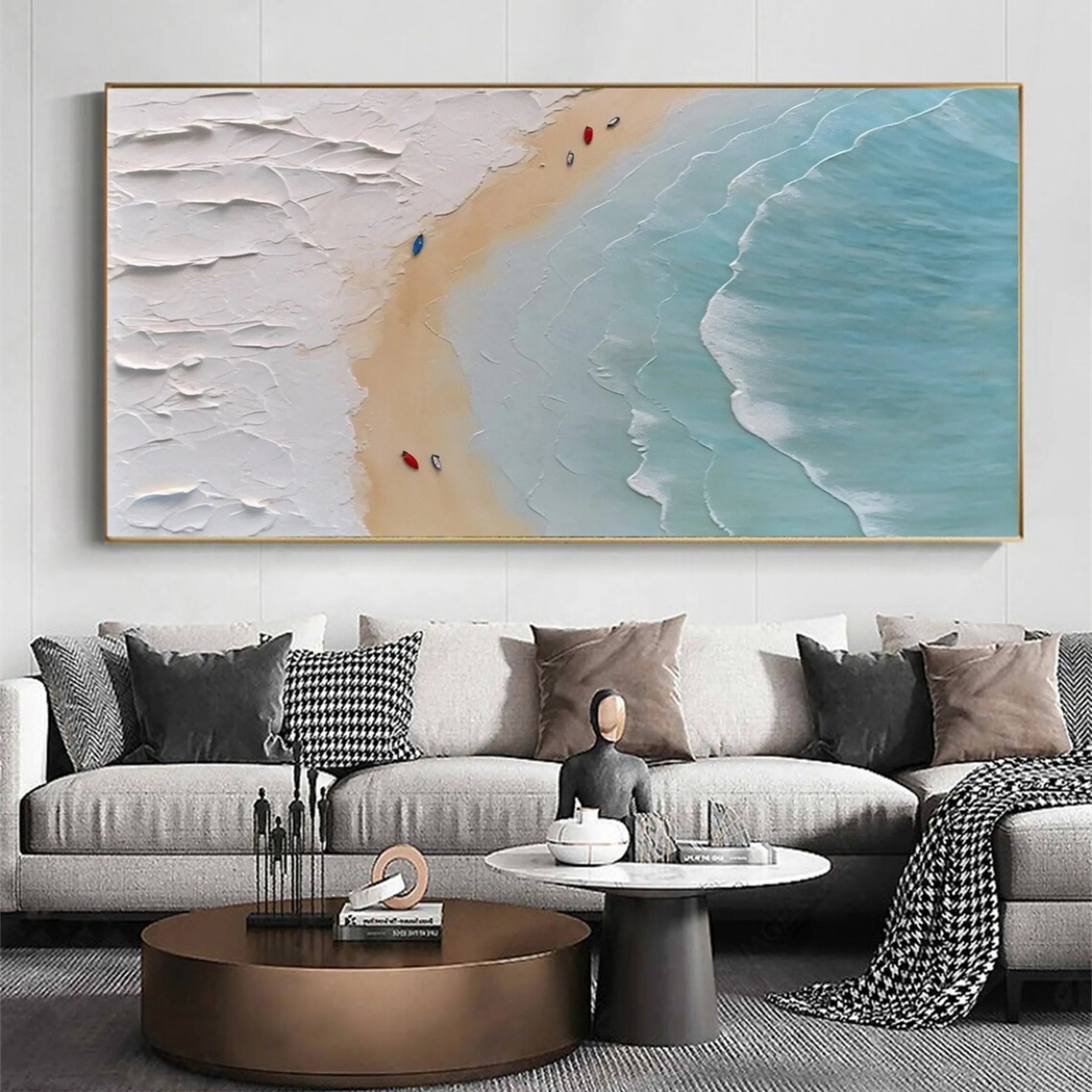 Light Blue Beige White Textured Wall Decor Furniture Renovation