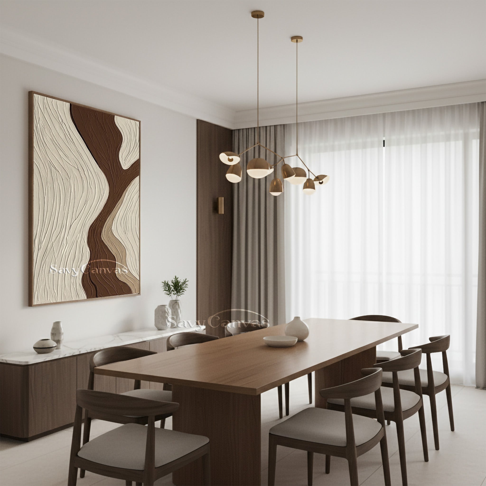 Minimalist 3D Textured Abstract Wave Oil Painting | Earth Tones #SS 199