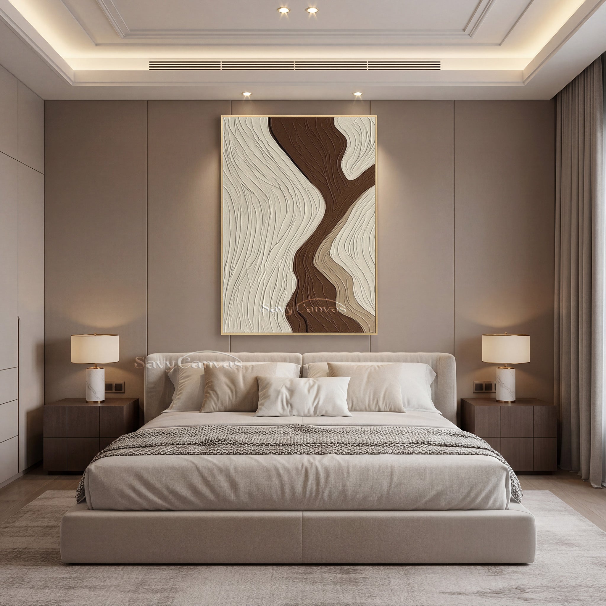 Minimalist 3D Textured Abstract Wave Oil Painting | Earth Tones #SS 199