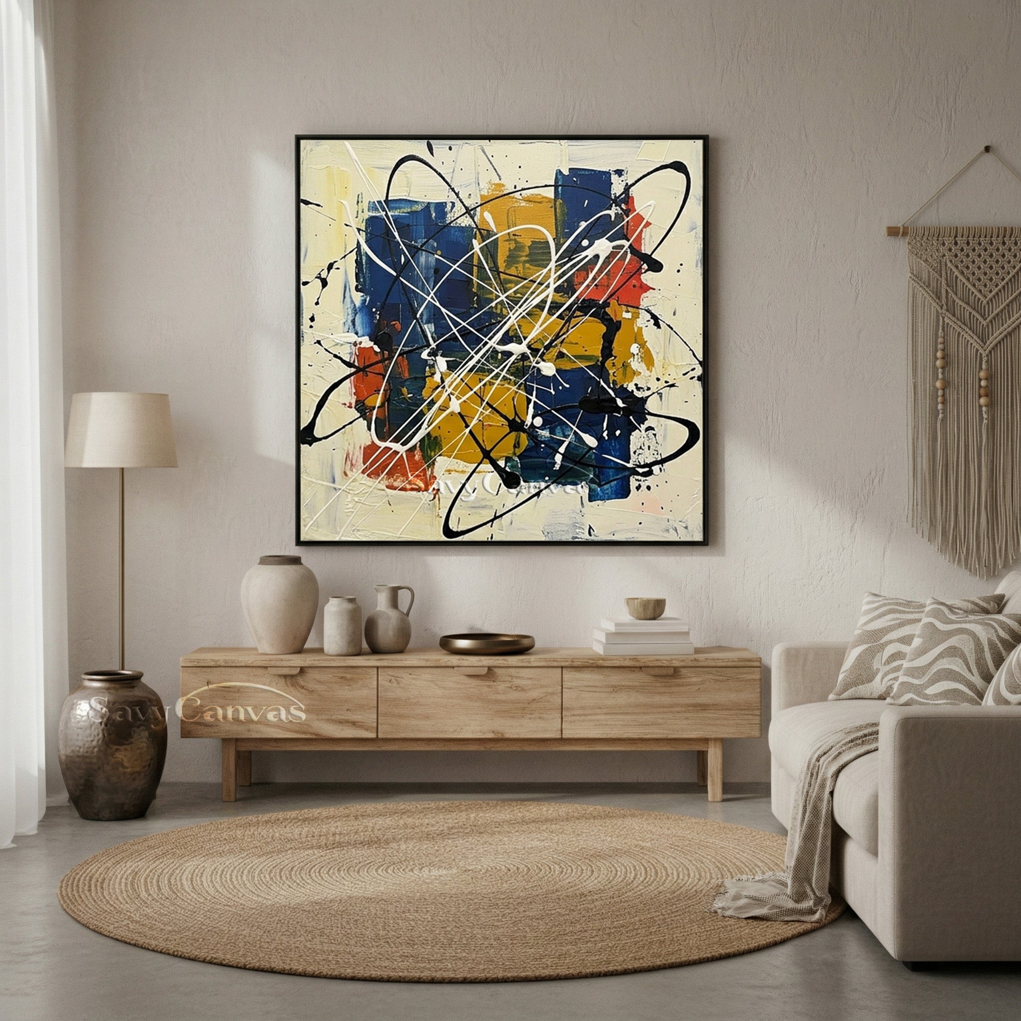 Colorful Abstract Expressionist Canvas Art | Modern Living Room Decor #AA 527