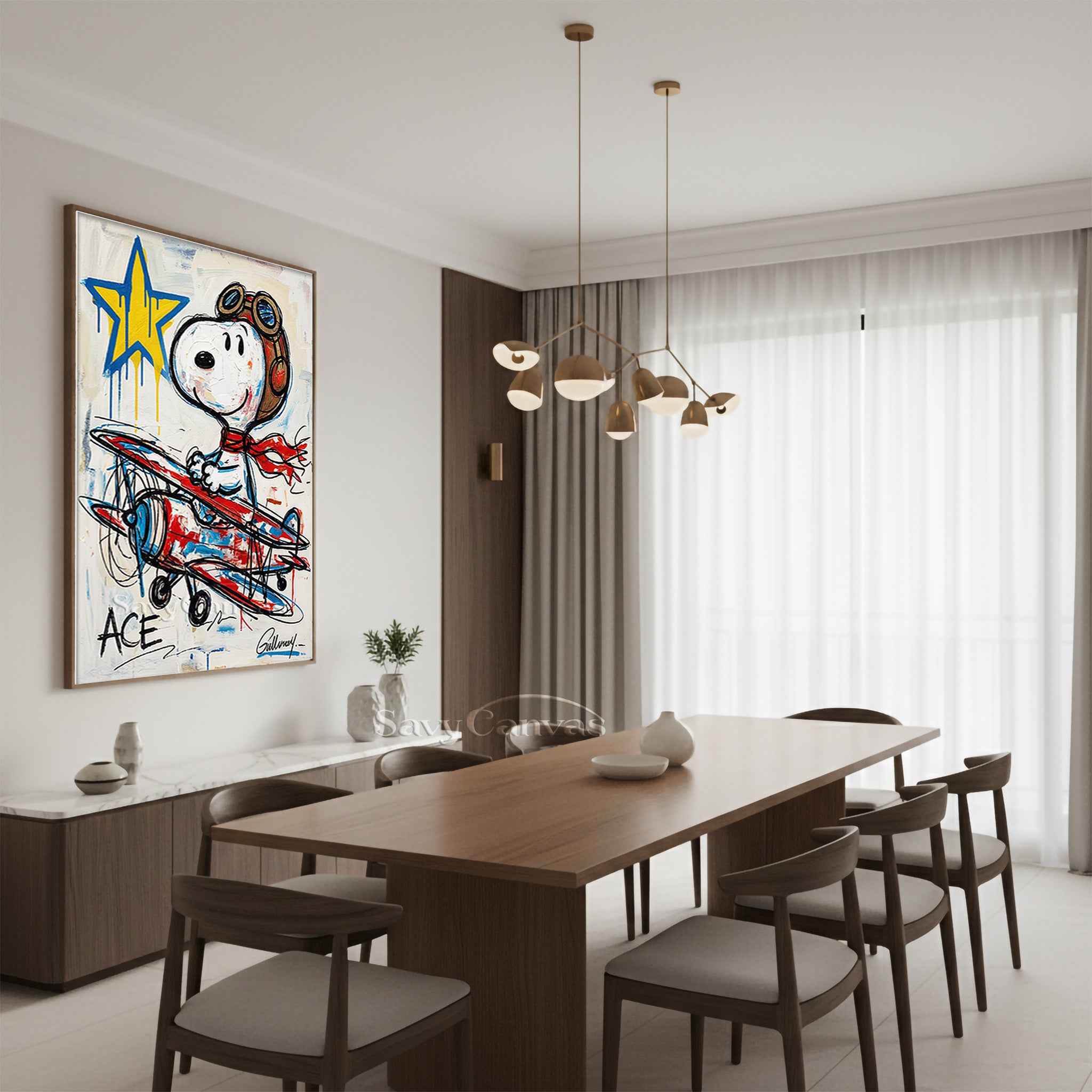 Snoopy Flying Ace Canvas Art | Graffiti Style Hand-Painted Oil #SS 063