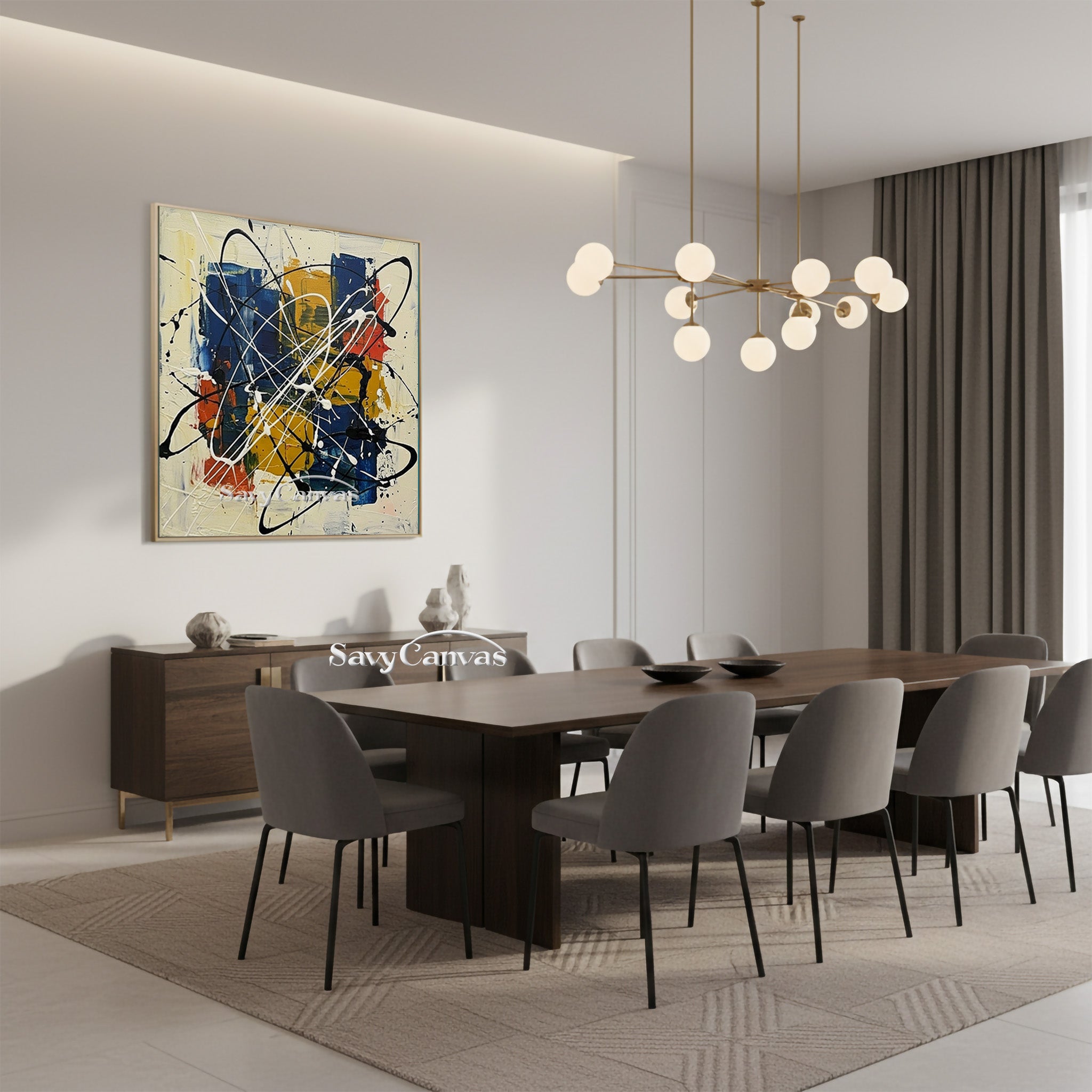 Colorful Abstract Expressionist Canvas Art | Modern Living Room Decor #AA 527