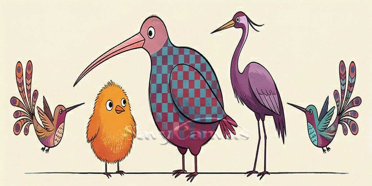 Colorful Pop Art Bird Canvas | Quirky Animal Wall Decor Art