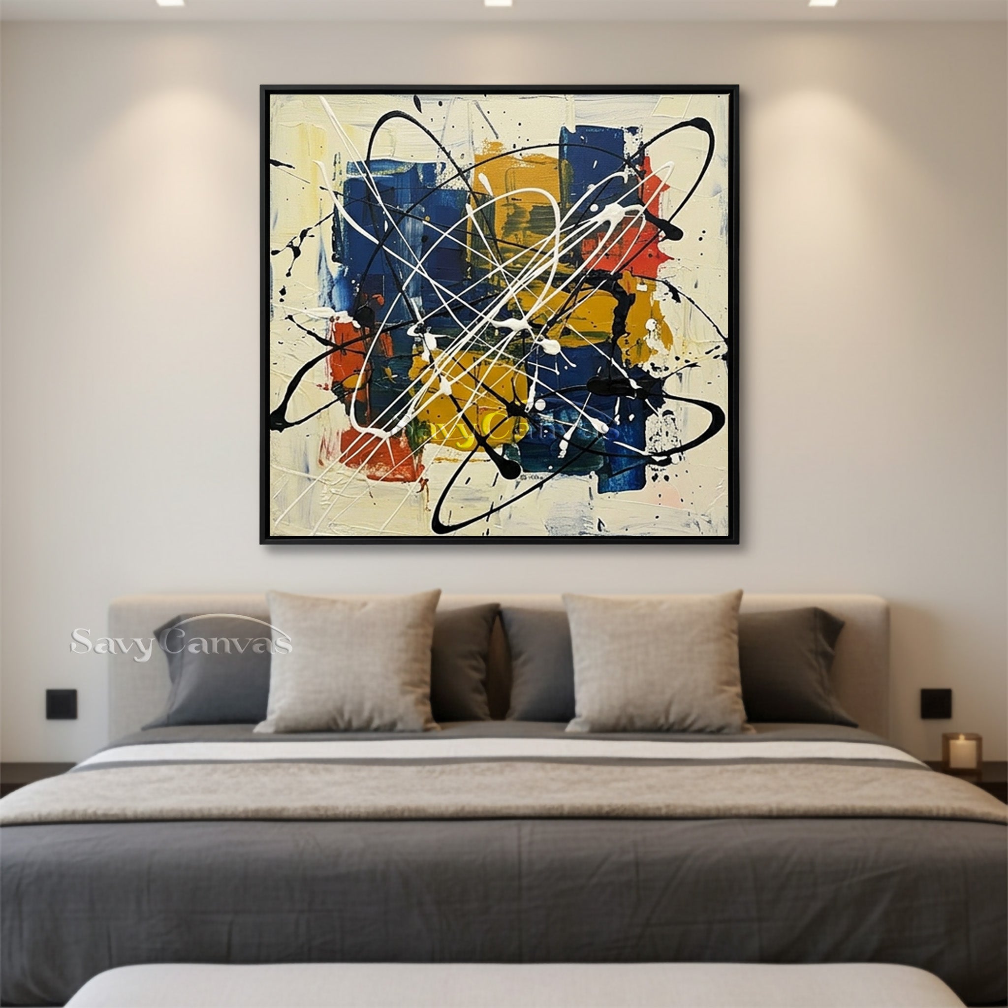 Colorful Abstract Expressionist Canvas Art | Modern Living Room Decor #AA 527