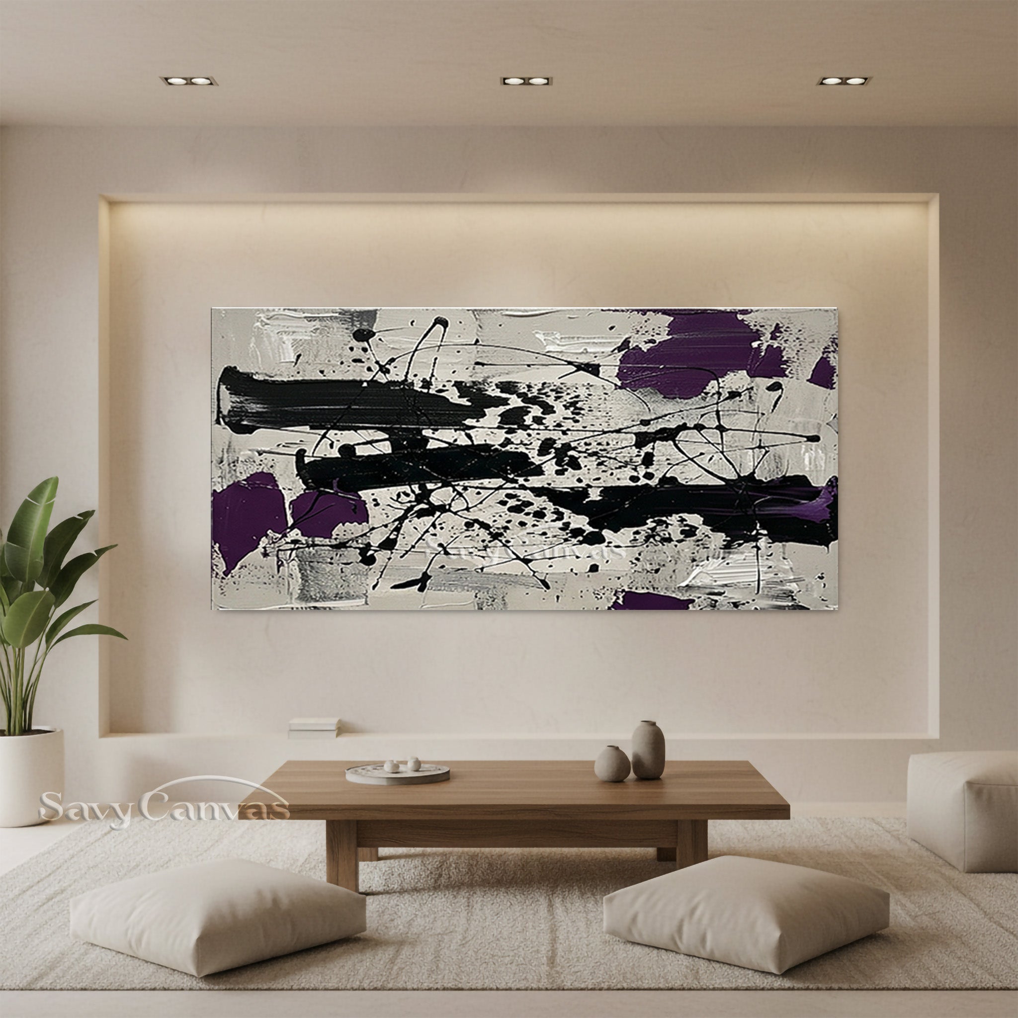 Original Pollock Style Drip Painting | Black & White Abstract #JJ 463