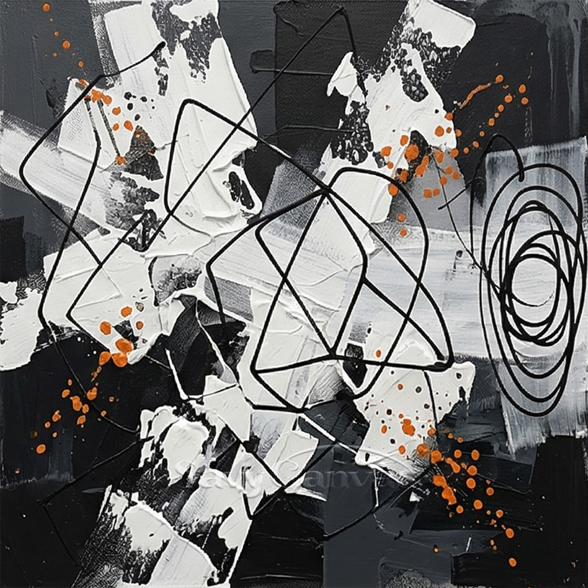 Original Pollock-Style Drip Oil Painting | Hand-Painted Canvas Art #JJ 452