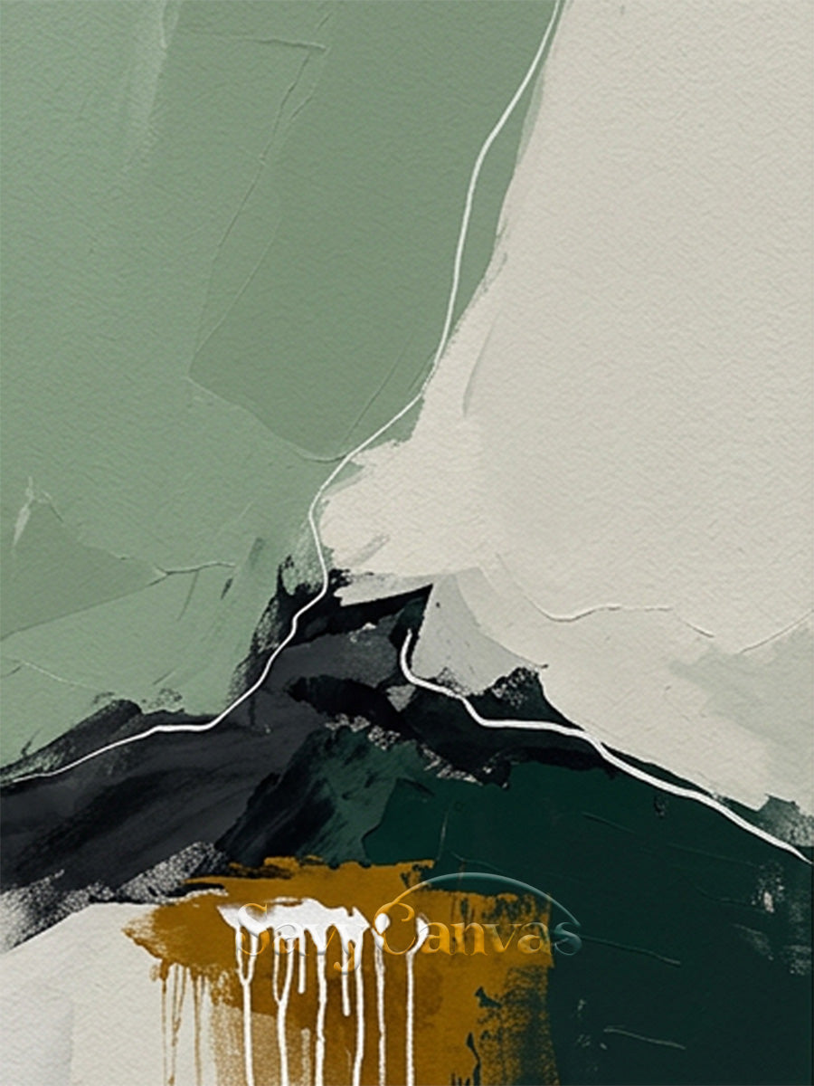 Handmade Minimalist Green Landscape Abstract Art for Home #SS 137