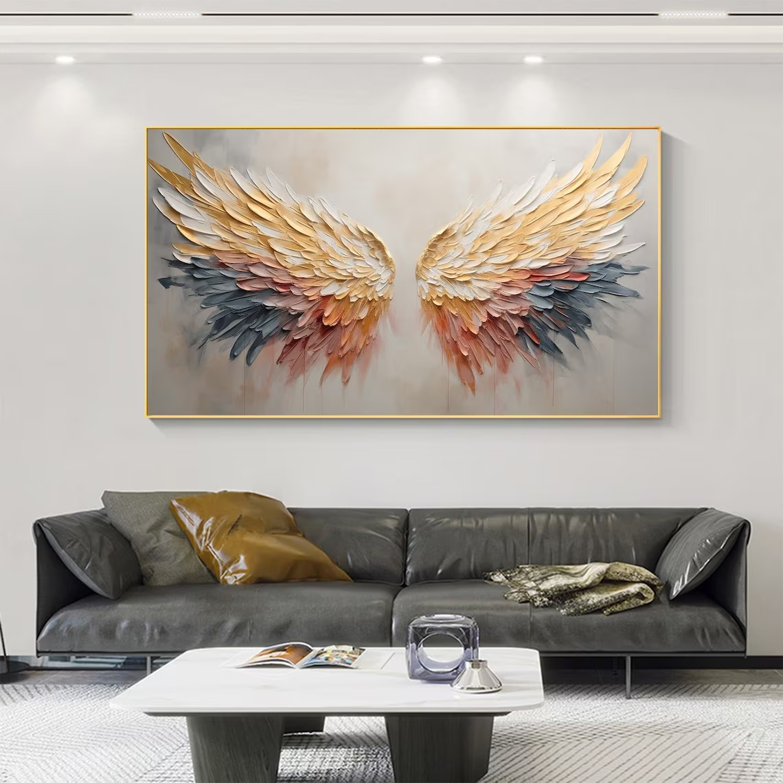 Textured Angel Wings Abstract Oil Painting - Elegant Wall Art #JJ 029