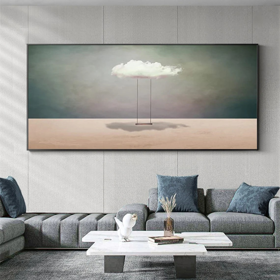 Atmospheric Cloud Art | Minimalist Surreal Painting for modern interiors #TC 044