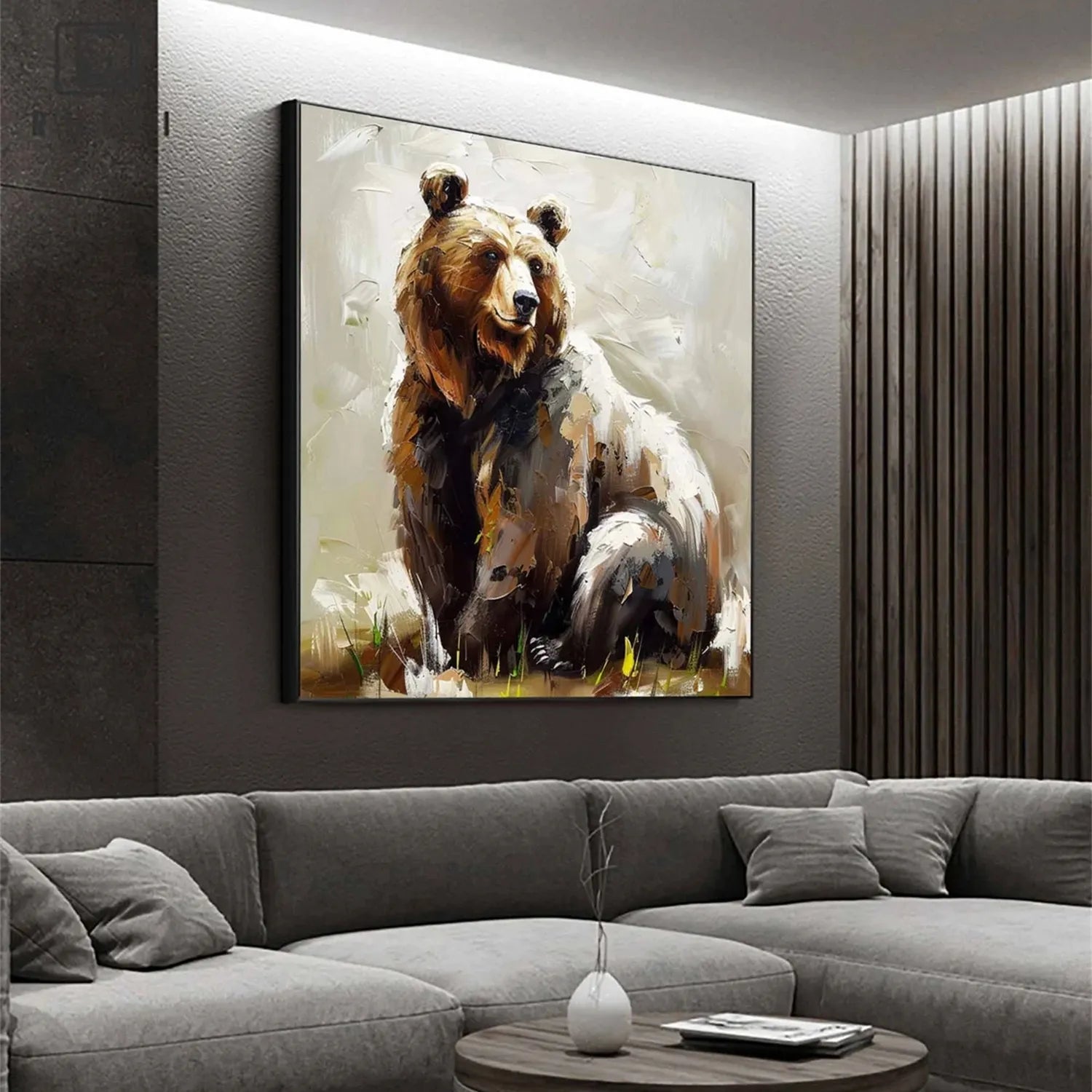 Abstract Bear Portrait: Large Contemporary Wildlife Wall Art #ZZ 027