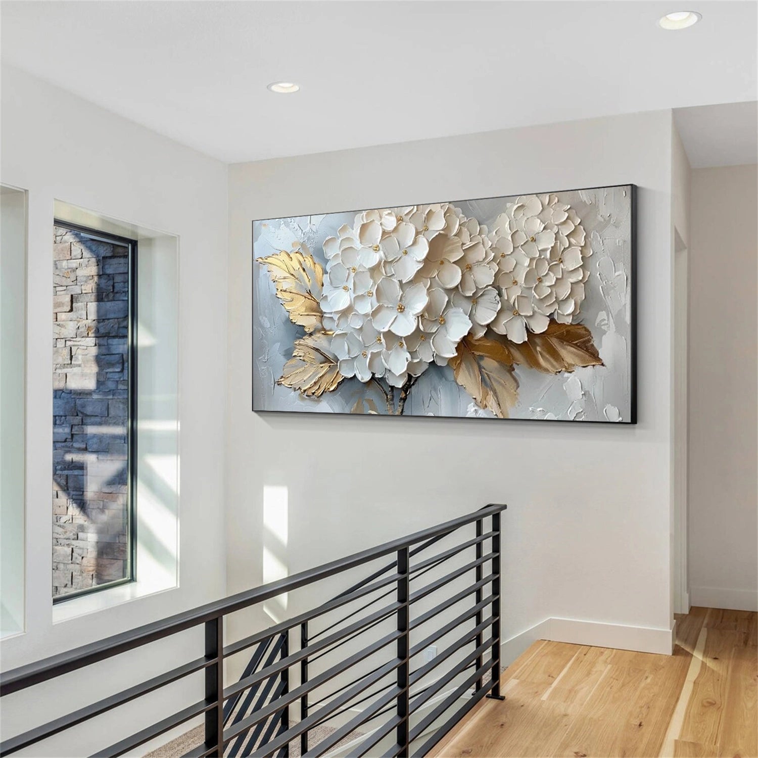 Oversized Abstract Flower Painting | Textured Canvas Art Decor #JJ 293