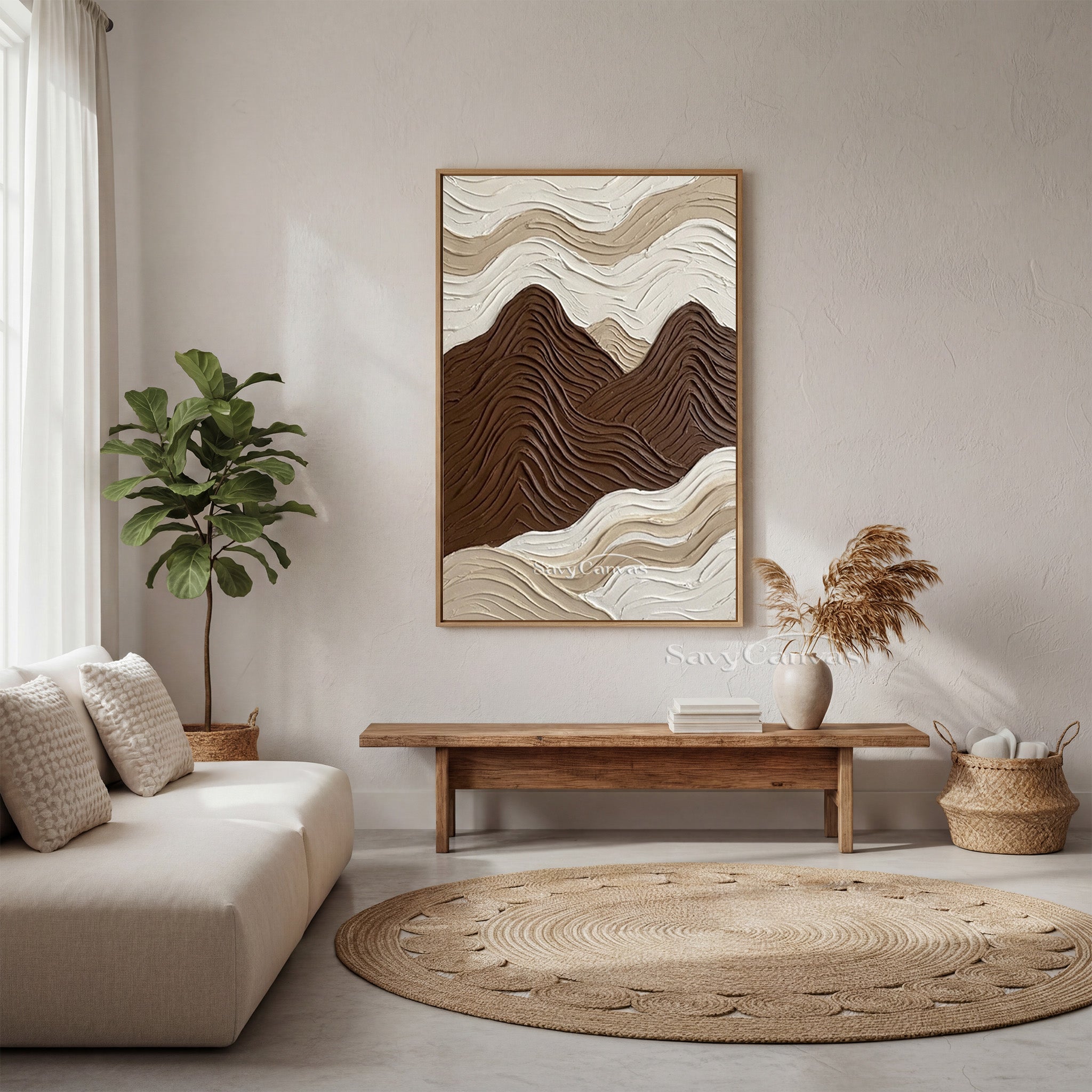 Modern 3D Textured Mountain Wall Art | Minimalist Neutral Oil Painting #SS 201