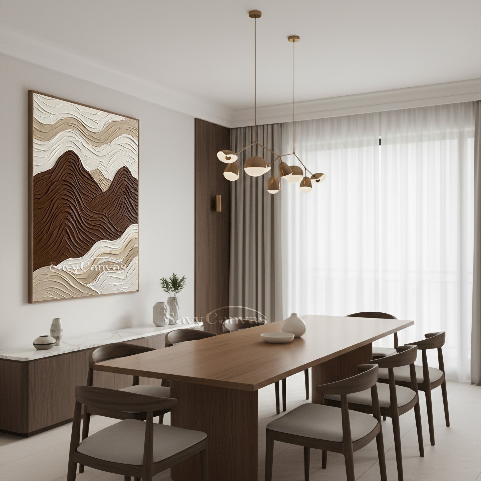 Modern 3D Textured Mountain Wall Art | Minimalist Neutral Oil Painting #SS 201
