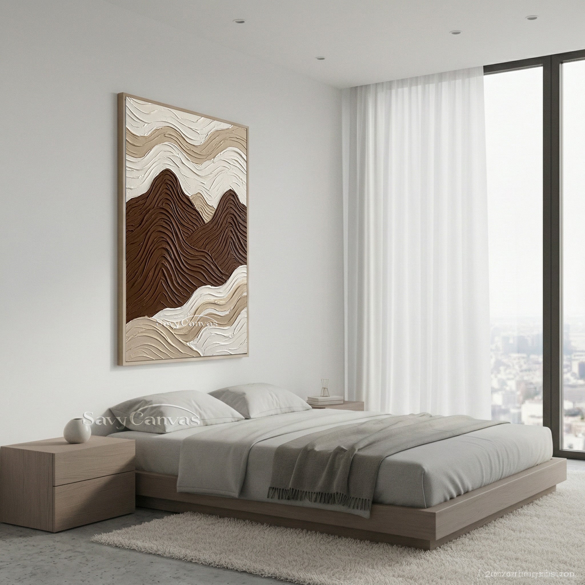 Modern 3D Textured Mountain Wall Art | Minimalist Neutral Oil Painting #SS 201
